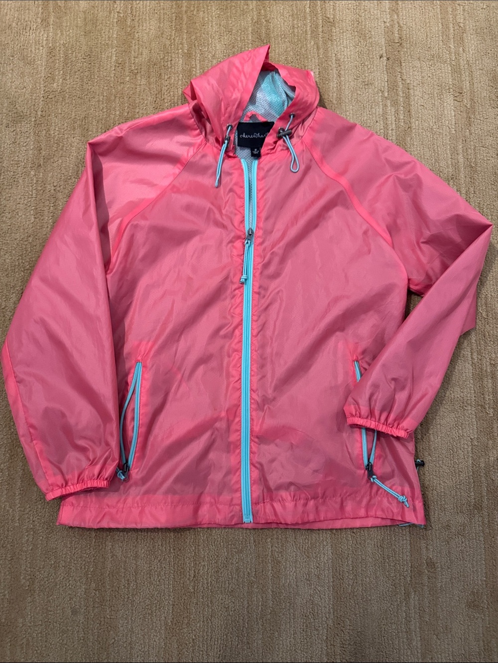 Lightweight Pink Hooded Windbreaker Jacket